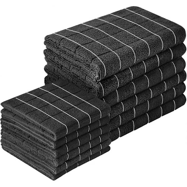 【DENGTU】Kitchen Towels - 12 Pieces - 30 x 30 cm / 45 x 65 cm - Dish Towels - Plaid Dish Towels - Kitchen Towels - Towels - Microfiber