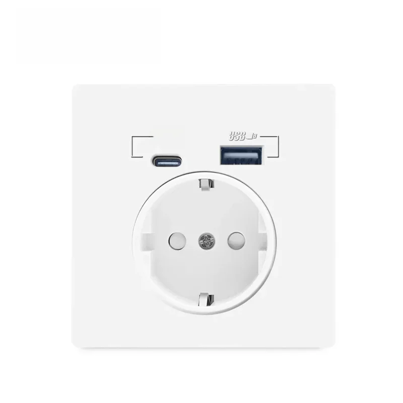 AliExpress - EU-Steckdose mit USB-Ladeanschluss und Typ-C-Schnittstelle, 2,1 A, 16 A, PC-Panel, 86 mm, Französisch, Russland, Spanien, Steckdose, 