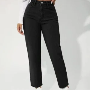 Svarta raka jeans med hög midja