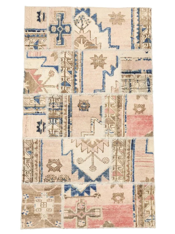Patchwork Rug 90X150 Beige/Brown Wool