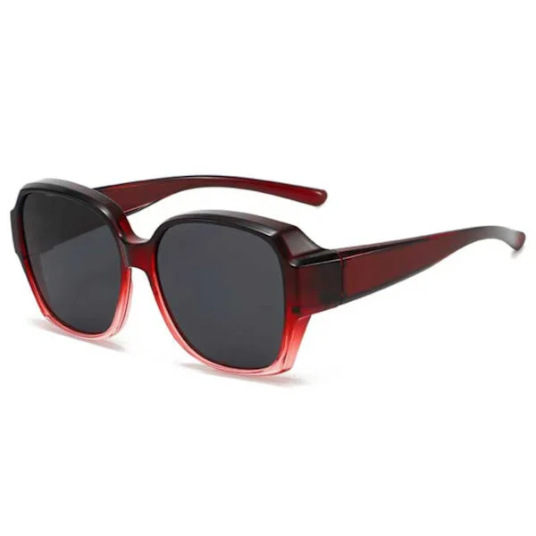Red Polarized Sunglasses for Over-Glasses - Red and Black Frame