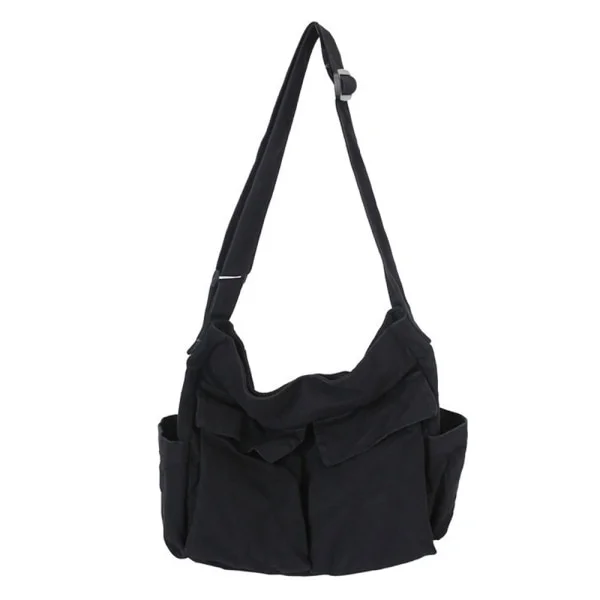 Messenger Bag for School, Vintage Black Canvas Shoulder Bag for Women