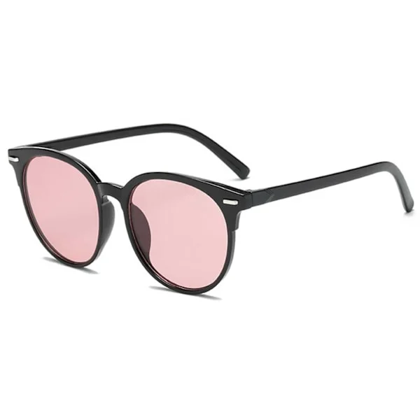 Round Black Sunglasses Pink Glass black black