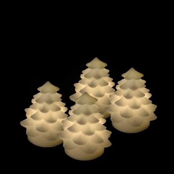 LED lys lys - juletre - 4 stk. - 7 cm - hvit -