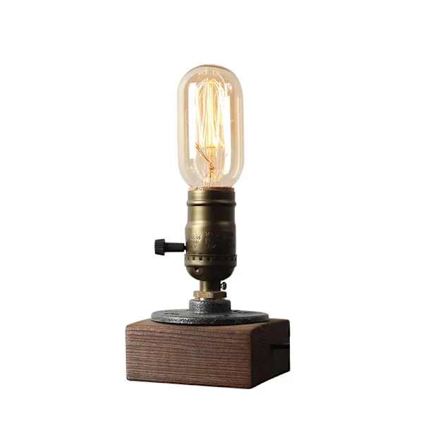 Industriel Steampunk Bordlampe, E27 Pærer med Træfod-FX-
