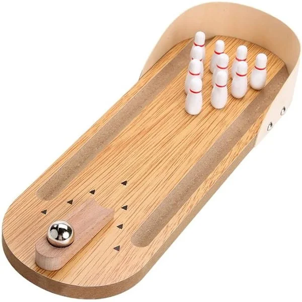 Topp Mini Bowlingpelisetti - Puinen Pöytälevy Mini Arcade Työpöytä Pieni Keilailu Ampumarata Toimisto Työpöytä Stressinlievitys[TT]