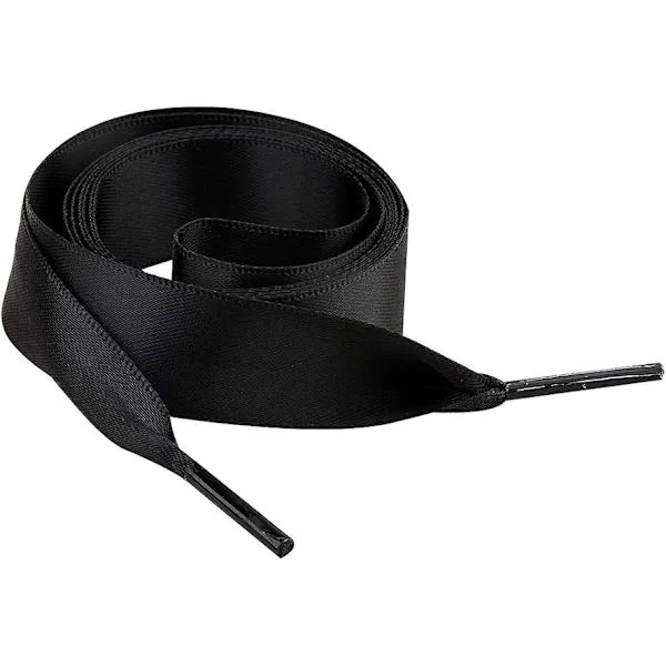 3 par flate silkebånd (svart) med skolisser 2 cm brede og 120 cm lange, egnet for trainers' ballettsko