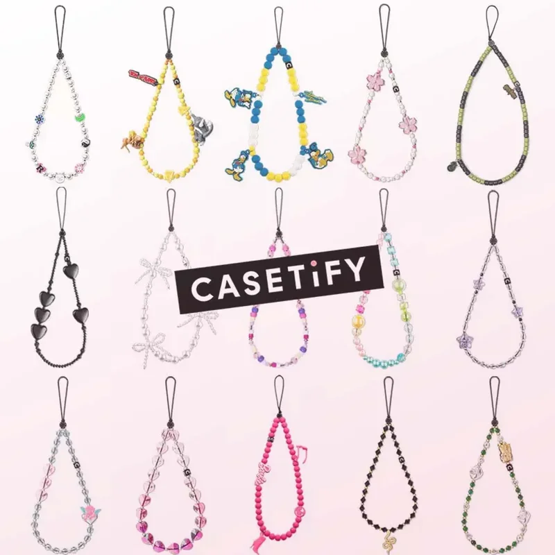 AliExpress - Casetify Miffy Chiikawa Stitch Disney Pearl Zodiac Signs Beaded Phone Charm Colorful Crystal Beads Wrist Strap for Phone Lanyard