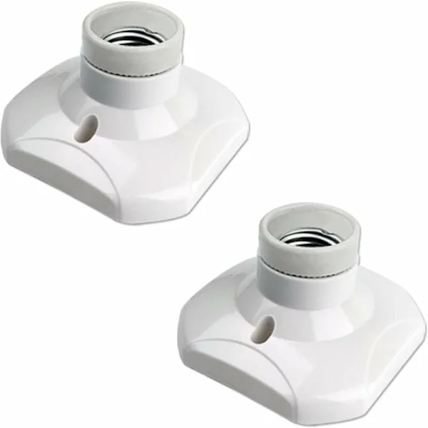 E27 Taklampe Sokkel med Skrue for Innendørs Vegglampe, AC 230V, E27 LED Pæreholder, Plastbase E27 Sokkel for Garasje Verksted Tak, Pakke med