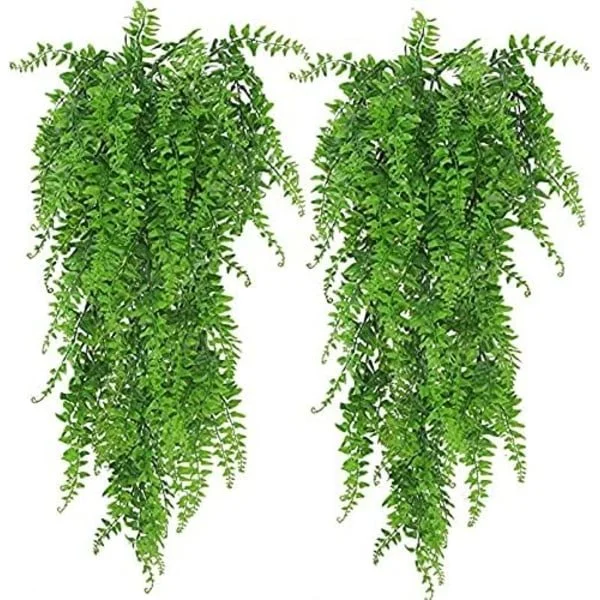 Boston Bregne Kunstige Planter – 2 stk falske grønne planter, trives overalt uten lys og vann