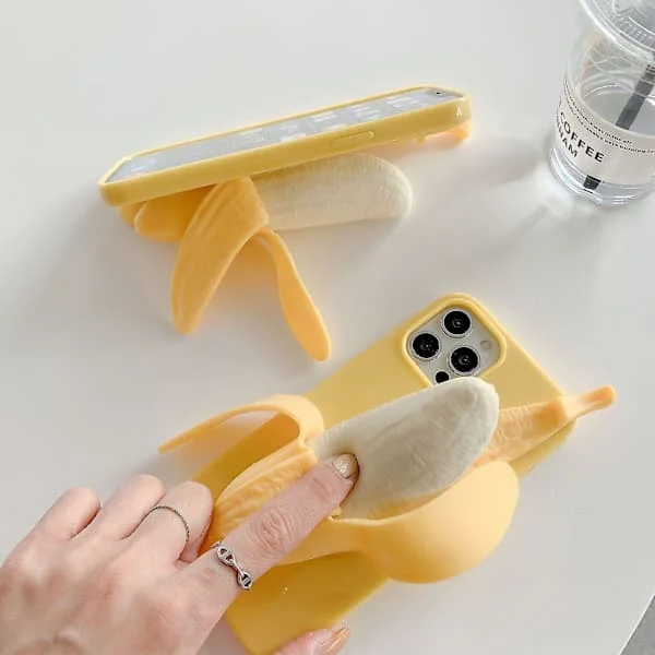 Män Kvinnor Kreativ Rolig Nytänkande Stilfull Clip-on 3d Gul Banan Leksak Dekoration Mobilskal IPHONE 14 IPHONE 14 IPHONE 14