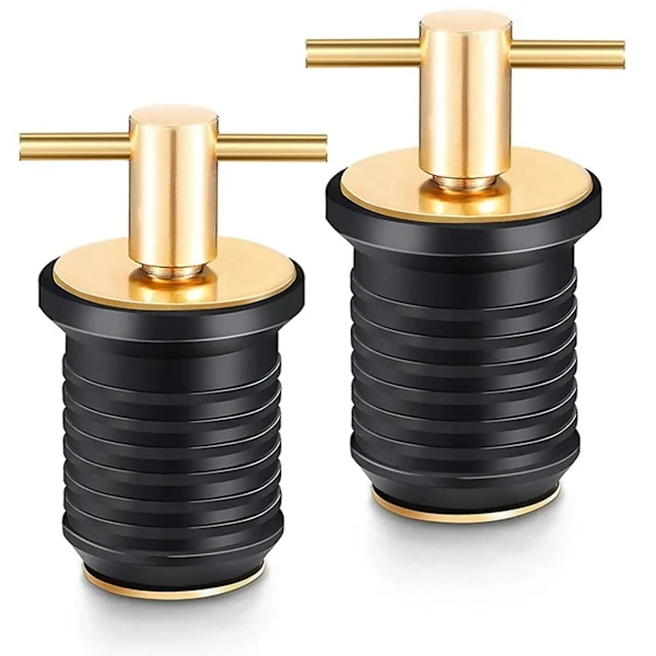 2 stk T-håndtak Avløps Plugger Twist-Turn Marine Båt Avløps Plugger Gummi Plugger med Messing Håndtak Båt Ma