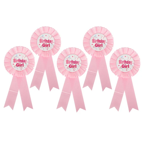 5 st Grattis på födelsedagen bandrosett broschnål för festdekoration kläder rosa