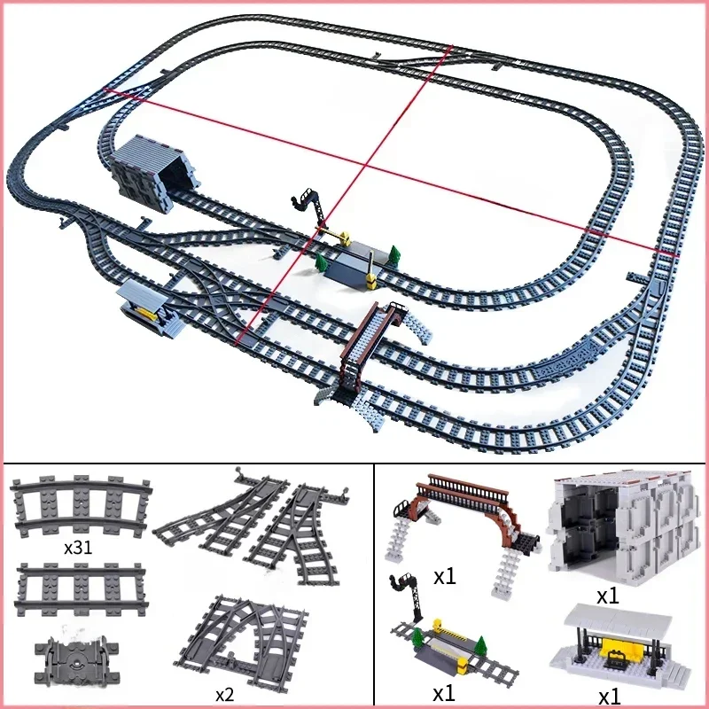 AliExpress - Stadt Bahnhof Plattform Ampel Höhle Flyover Gleise Gerade Gebogene Schienen Baustein Ziegel Technisches Kreatives Spielzeug