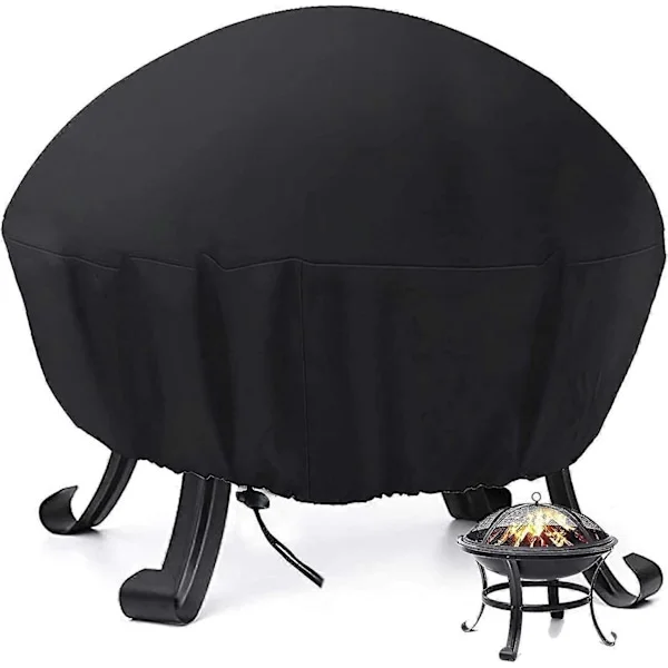 Bålpanne Trekk, Rund Utendørs Kraftig Vanntett 420d Polyester Tykt Pvc-belegg Beskyttende Terrasse Bål Bord Trekk Med Snøring Lukking Rund