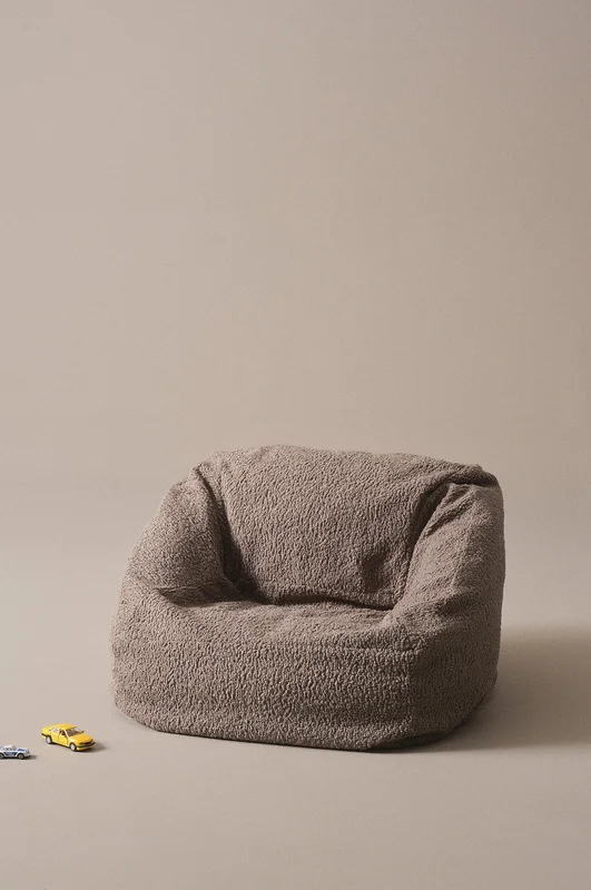Jotex - Mini Barnfåtölj Polystyren - Polyester - Teddy Grå BEAN - Köp Barnfåtöljer hos Jotex