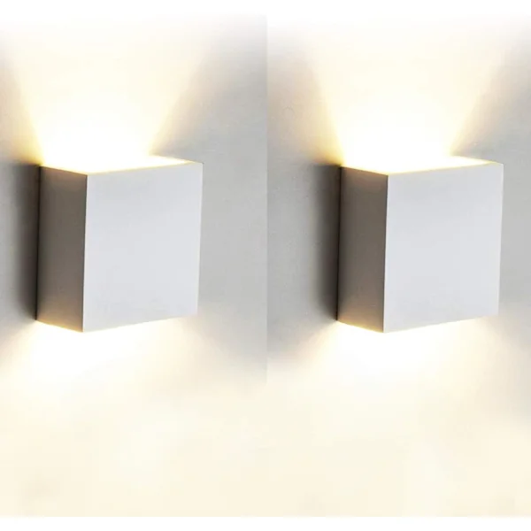 2 Moderne Innendørs Vegglamper Led Sconce Aluminium Varm Hvit 3000K Lysarmaturer For Stue Soverom Bad Kjøkken Spisestue