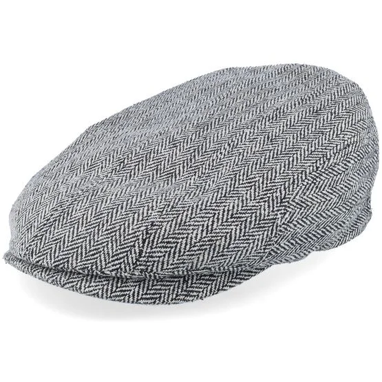 Stetson - Schwarz flatcap Cap - Ivy Cap Silk Black Herringbone Flat Cap @ Hatstore