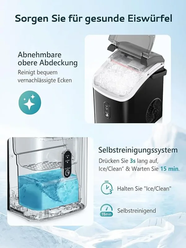 AliExpress - Eisbereiter Schwarz, 15kg/24h, Crushed & Nugget Ice in 6 Min, selbstreinigend, 120W mit Infrarot-Sensor