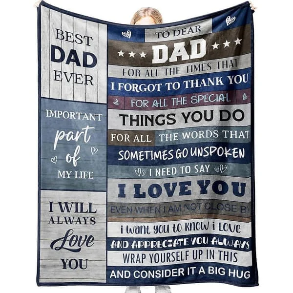 Fars dag-filt, present till pappa, fars dag-filt present till pappa från dotter och son - Lämplig för pappas födelsedag, jul 130*150