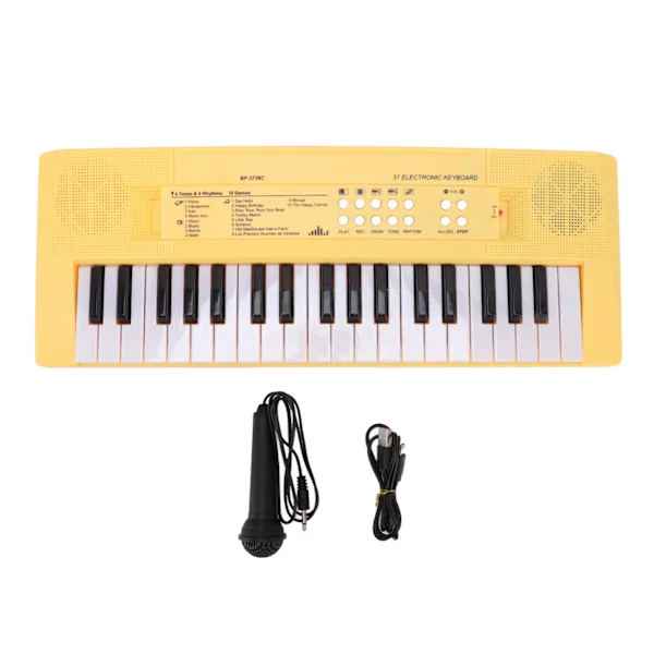 Elektroniskt piano keyboard barn 37 tangenter keyboard piano pedagogiskt instrument leksak med mikrofon gul