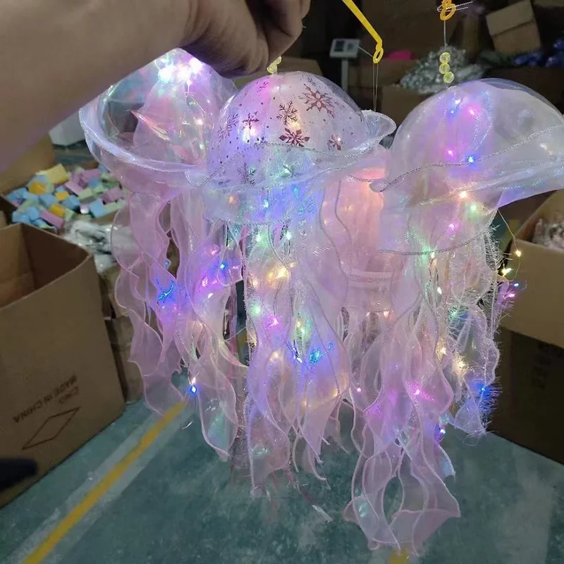 AliExpress - 5-1 pièces RGB méduse lampe colorée veilleuse méduse atmosphère lumière lampe suspendue plafond lanterne créative méduse lampe
