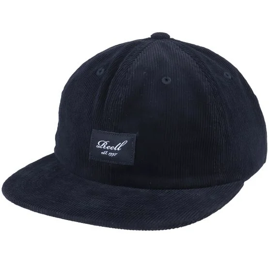 Reell - Svart snapback Keps - Flat 6-Panel Cap Black Cord Snapback @ Hatstore