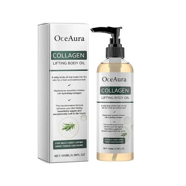 1-3X OceAura Kollagen Uppstramande Kroppsolja – Återfuktande & Elasticitetsökande Massageolja för Mjuk Hud 1ST