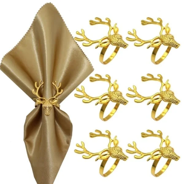Christmas Napkin Rings - Elk Gold Napkin Holder Set of 12, ZQKLA