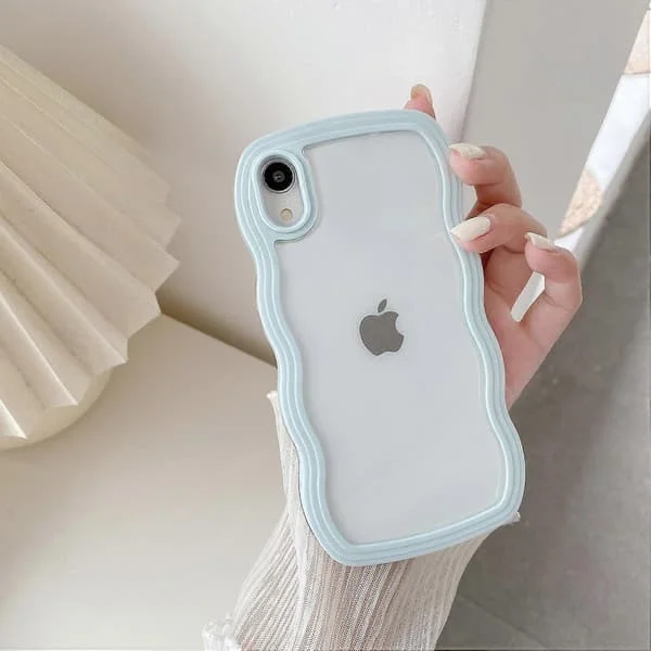 Kompatibel med iPhone XR Deksel, Søtt Bølgete Klar Deksel, Transparent Myk Silikon TPU Støtsikkert - Lyseblå
