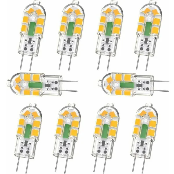 G4 Pære, G4 LED Pære 2W 200LM, Svarer til 20W G4 Halogenpære, Varm Hvid 3000K, AC/DC 12V, Flimmerfri, Ikke-dæmpbar, 10-pak[GKS}