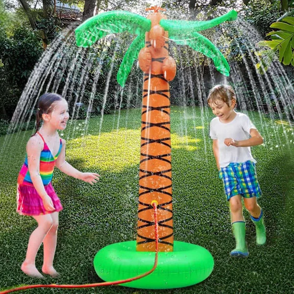 Oppustelig palme sprinkler, 155 cm baghave vandlegetøj - Hawaii-tema spray til udendørs græsplæne- og strandleg, 3+
