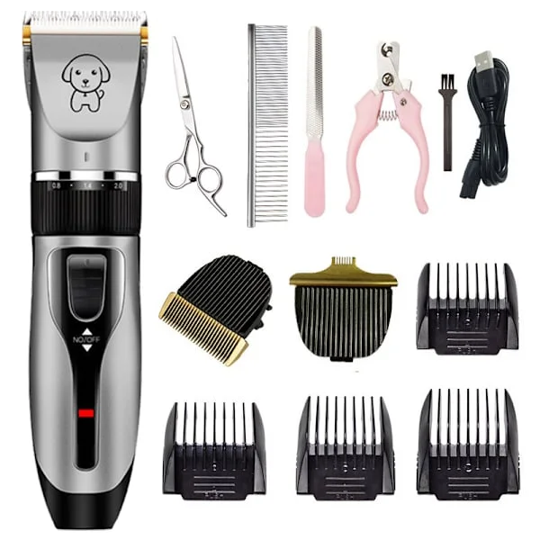Professionell hundtrimmer sladdlös elektrisk långt tjockt hår hundtrimmer grooming kit hundrakapparat för hundar katt husdjur - Set med 4