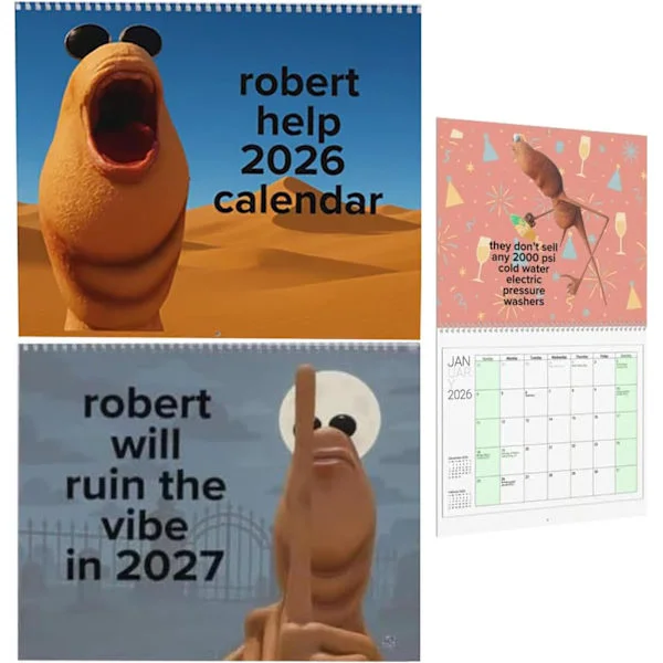 2026 Vægkalender, Marcus the Worm Hængende Vægkalender, En Lille Kamel med et Stort Hjerte, Sjov VR Chat Meme Gave, Søde Dyrekalender