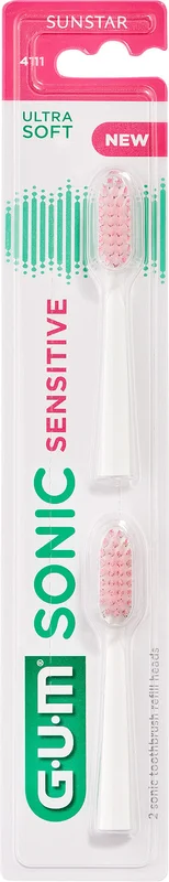 GUM Sonic Sensitive Tandbørstehoveder 2 stk hvid, Medicin & Pleje, Tandbørster, Børstehoveder