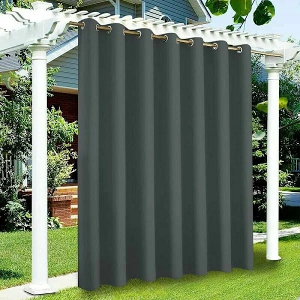 Mørkleggende vanntett dørgardin for utendørs hage uteplass paviljong med maljer for skyvedører, 1 panel, 132x137cm, Fonepro