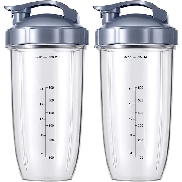 2 reservedele til NutriBullet 600W/900W - Blender tilbehør med 2 Flip Top To Go kopper