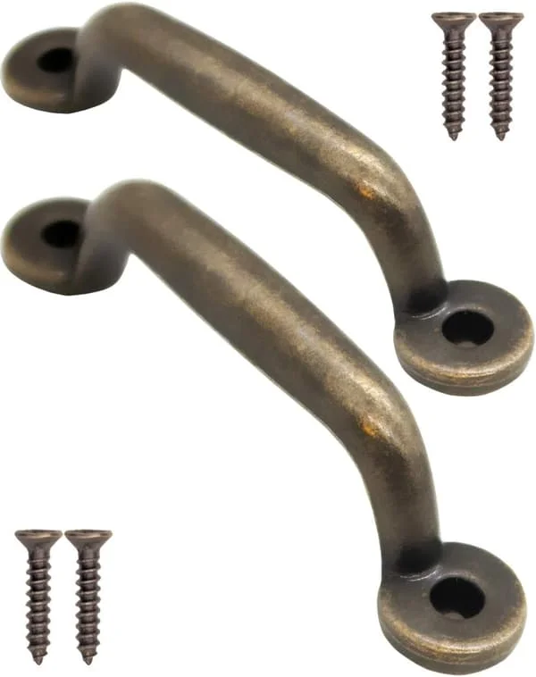Set med 2 antika bronsfärgade lådhandtag för skåpdörrar, byråer, köksskänkar, 89 x 22 mm