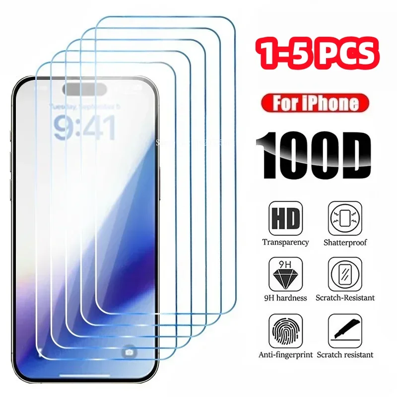 AliExpress - 1-5 pièces de protection d'écran en verre trempé pour iPhone 17 16 15 14 13 12 11 Pro Max X XR 12Mini 13Mini 6 7 8 14 Plus SE X XS XR