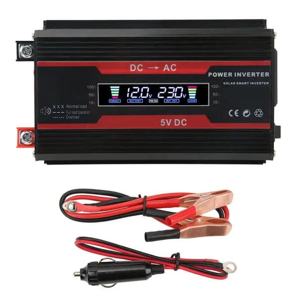 300W Modifierad Sinusvåg Inverter Dubbel USB 4.2A Snabbladdning Bil Power Inverter med Färg Digital Display 12V till 110V Svart