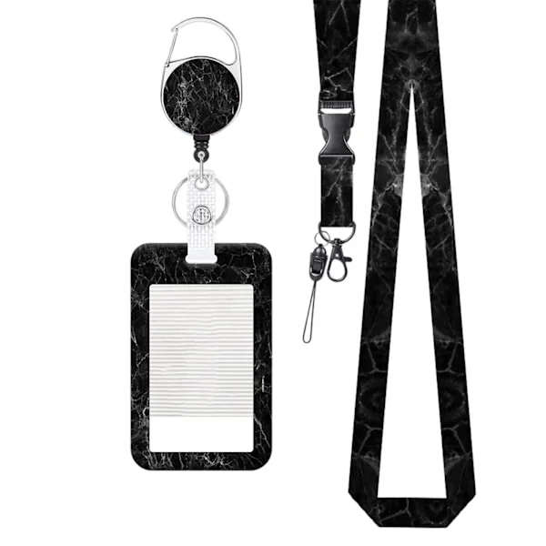 Sort ID-kortholder med snor, kortholder ID med drejelig karabinhage, udtrækkelige ID-badge kortholdere, aftagelig hals lanyard