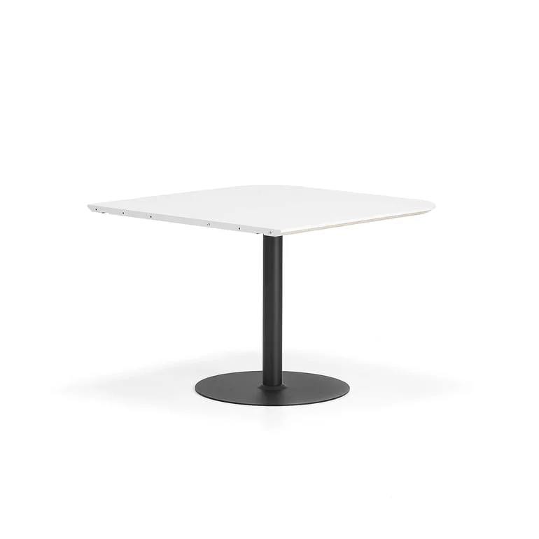 Bord METRIC, rundade hörn, 1000x1000x720 mm, svart/vit