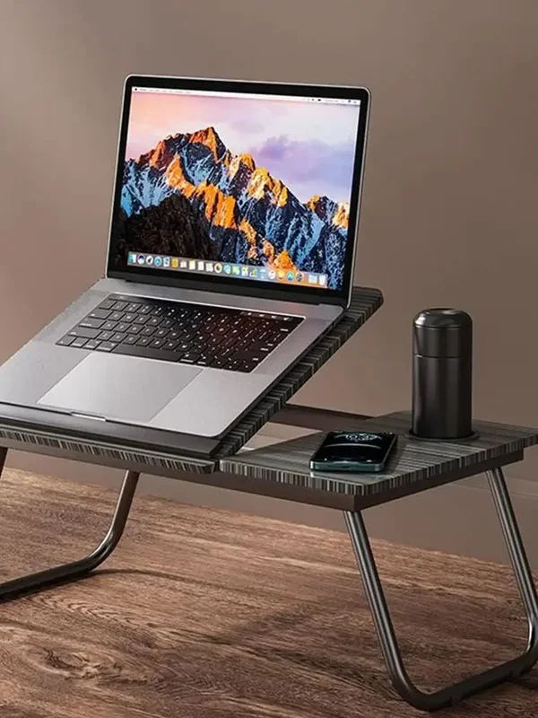 AliExpress - Klappbarer Schreibtisch, Laptop-Tisch für Bett und Sofa, Laptop-Schreibtisch, 5-stufige Höhenverstellung mit Getränkehalter, 