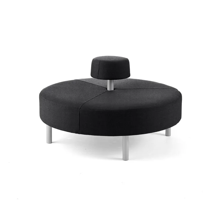Ottoman DOT with rounded backrest, Ø 1300 mm, Medley fabric, black