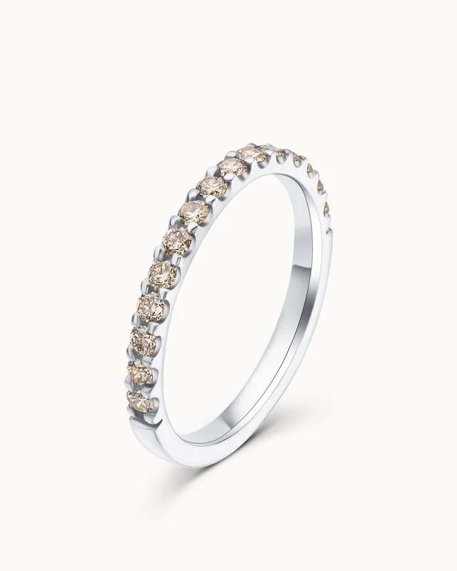 Lunette Diamantring Champagne Diamanter 18K Hvidguld - Allianceringar hos VANBRUUN