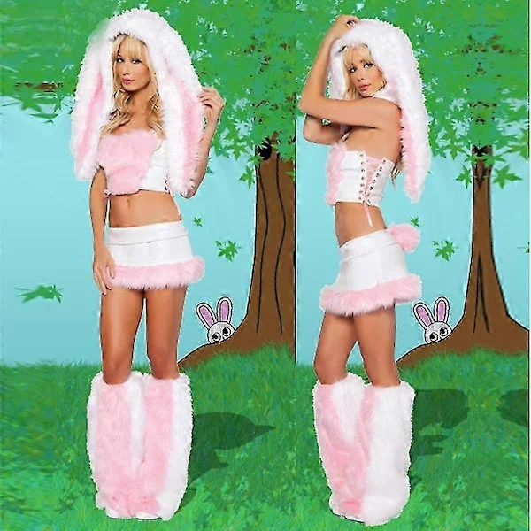 2025 Sexy Christmas Women's Costume Cosplay Big Tail Wolf Cosplay Party Maid Temptation Santa Claus Two-piece Suit Bunny Girl-FF- Bunny Girl Fa