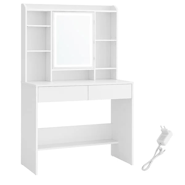 Sminkbord med LED-belysning, 3 färger, med spegel för smink