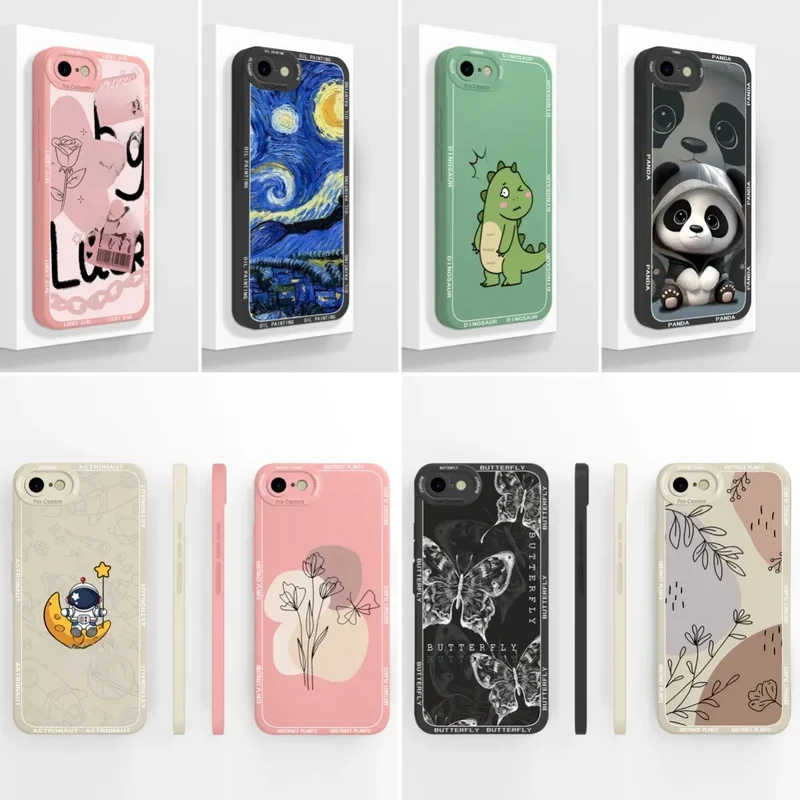 AliExpress - Pour iPhone 7 8 coque de téléphone peinture à l'huile couverture arrière pour iPhone SE Protection complète protecteurs en Silicone 