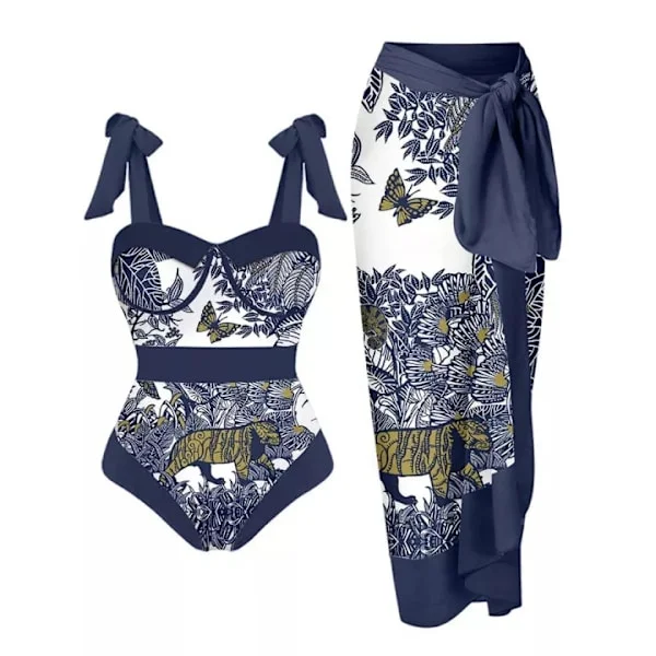 2026 Kvinnor Baddräkt Bikini Baddräkt Topp Klänning Set Blomstermönster Dam Baddräkt Tvådelad Kostym Mode Dam Baddräkter