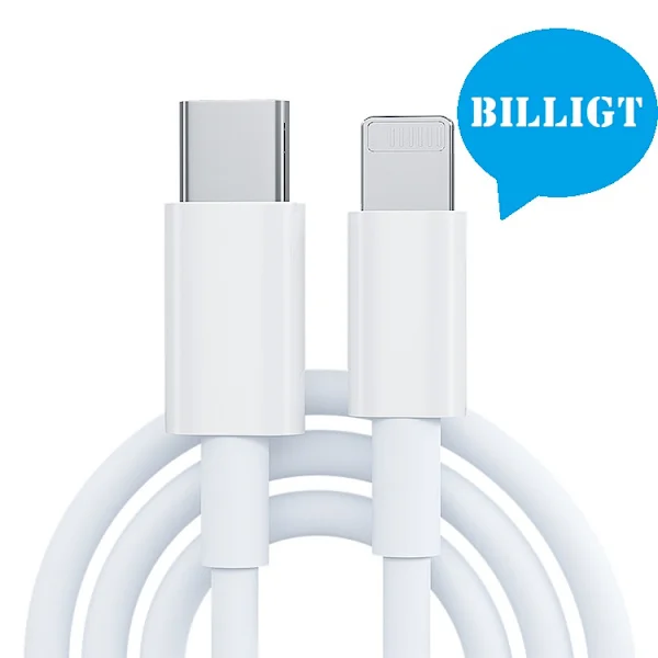 iPhone Laddare - Kabel / Sladd - 20W USB-C - Snabbladdare Vit